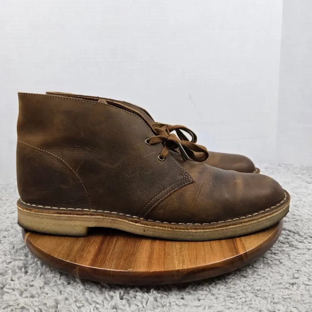 Clarks Mens 13M Original Desert Brown Leather Distressed Crepe Sole Chukka Boot